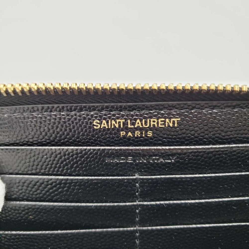 Yves Saint Laurent Zippy Black Chevron Quilted Zip Wallet with Gold Hardware - Picture 10 of 11